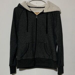Faded Glory Cozy Gray Sherpa-Lined Hoodie